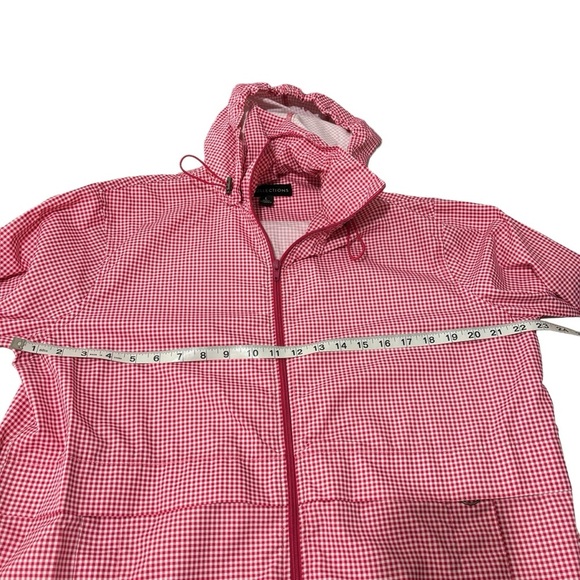 KC Collection Gingham Print Hooded Rain Jacket Pockets Women’s Large - Picture 14 of 16